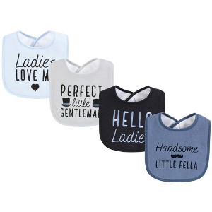 Hudson Baby Infant Boy Cotton Terry Drooler Bibs with Fiber Filling, Handsome Fella, One Size - 1 of 4