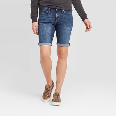 high waisted bermuda jean shorts