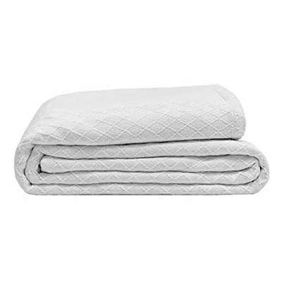 Elite Home 108 x 90 Inch Soft Lightweight All Season Diamond Weave Bamboo Cotton Origin Blanket for Couch, Sofa, or Bed, King Size, White