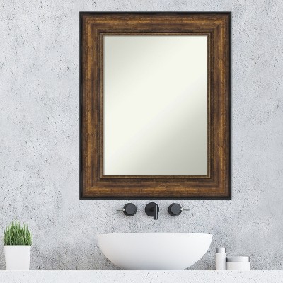 Rectangular Bronze Bathroom Vanity Wall Mirror with Matte Black Edge
