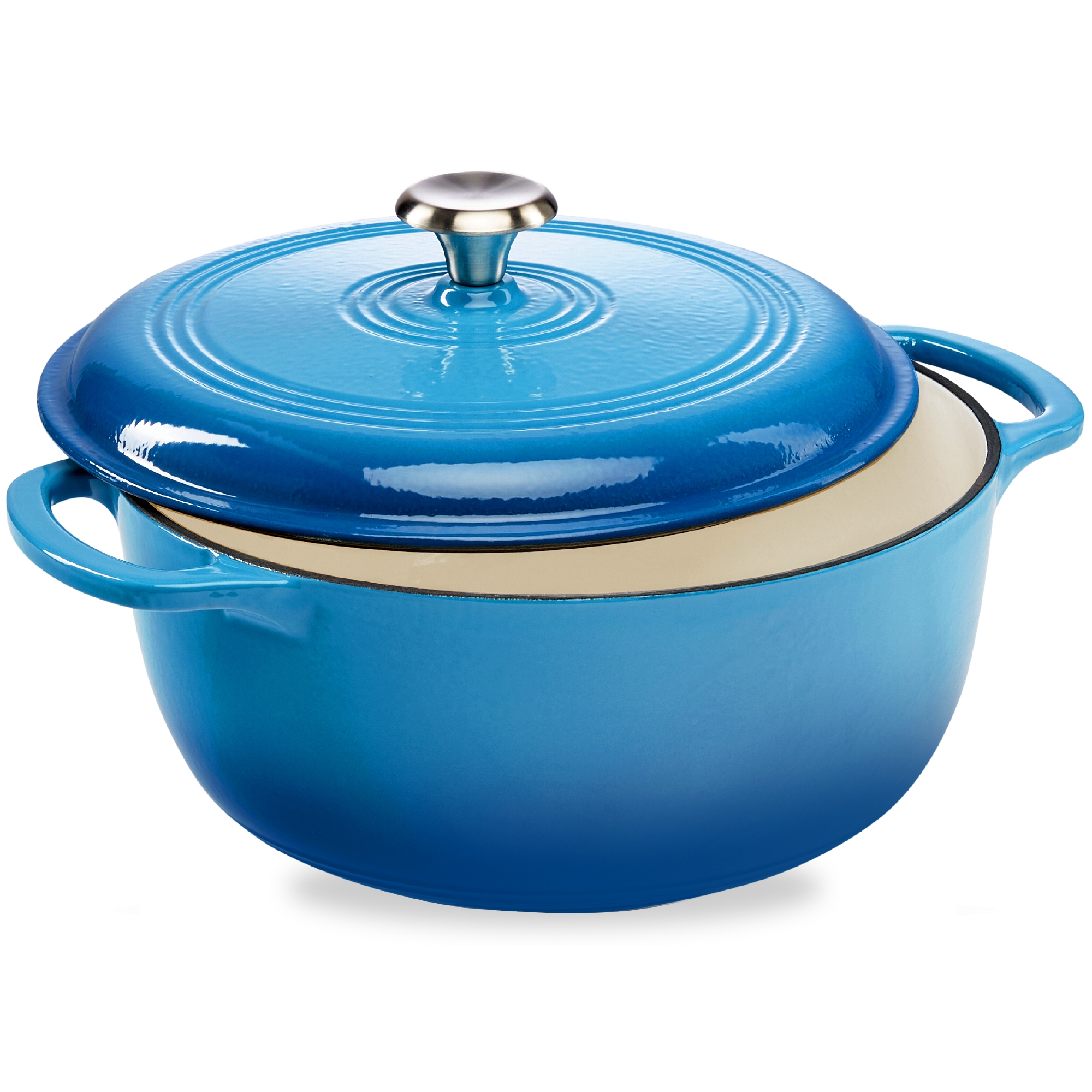 7.5 Quart Enamel Cast-Iron Dutch Oven, Heavy-Duty Cookware w/ Dual Handles, Lid - Blue