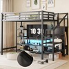 TIRAMISUBEST Full Size Metal Loft Bed with TV Stand & Charge Station, Kids Teens Bed Frame with Staircase & Open Wardrobe - 2 of 4