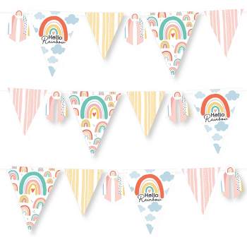 Big Dot of Happiness Hello Rainbow - DIY Boho Baby Shower and Birthday Party Pennant Garland Decoration - Triangle Banner - 30 Pieces