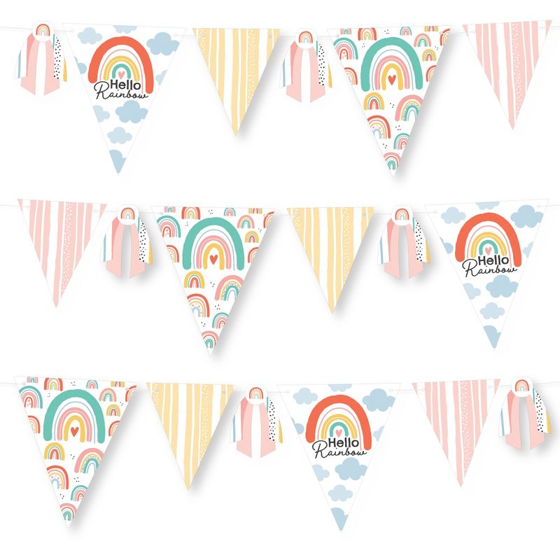Big Dot of Happiness Hello Rainbow - DIY Boho Baby Shower and Birthday Party Pennant Garland Decoration - Triangle Banner - 30 Pieces, 1 of 9