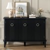 Simple and Atmospheric Solid Wood Veneer Fraxinus Mandschuric Cabinet with Three Acacia Solid Doors,Adjustable - 2 of 4