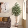 DR.Planzen 5-7FT Artificial Olive Tree with Real Wood Trunks & Triple-Stem Design in White Planter, Lifelike Faux Tree Plant for Indoor Outdoor Decor - 2 of 4