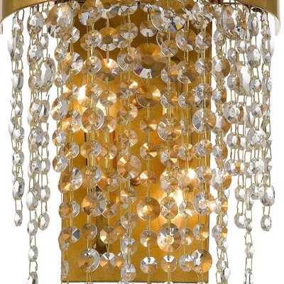 Antique Gold Dimmable Crystal Sconce with Hand-Cut Strands