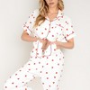 Anna-Kaci Lounge Women's Red Heart Print Pajama Set with Short Sleeve Button-Up Top and Relaxed Fit Elastic Waist Pants - 4 of 4