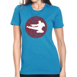 LA Pop Art Women's Premium Blend Word Art T-shirt -Types of Martial Arts - 1 of 4