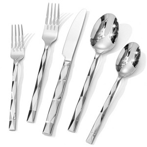 Itopfox Luxury 40-Piece Flatware Set for 8, 18/10 Stainless Steel Cutlery with Diamond Cut Pattern, Mirror Polished & Dishwasher Safe for Kitchen - 1 of 4