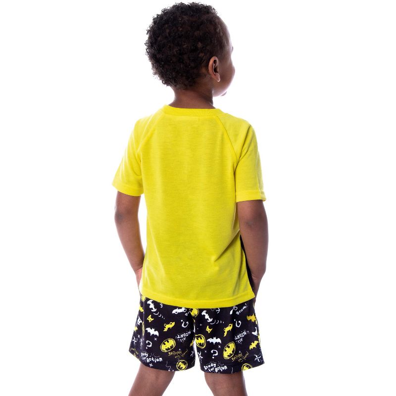 DC Comics Toddler Boys' Batman Pajamas Ready For Action 2 Piece Pajama Set Yellow/Black, 3 of 7