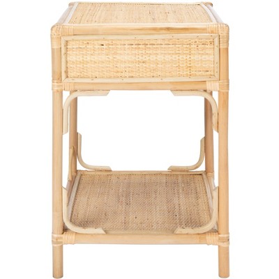 Natural Bamboo and Rattan 1-Drawer Nightstand with Shelf