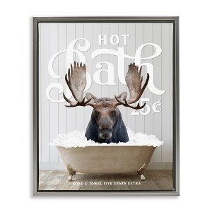 Stupell Industries Vintage Bathroom Moose Ad Floating Frame Canvas Art, Gray, 25" x 31" - 1 of 4