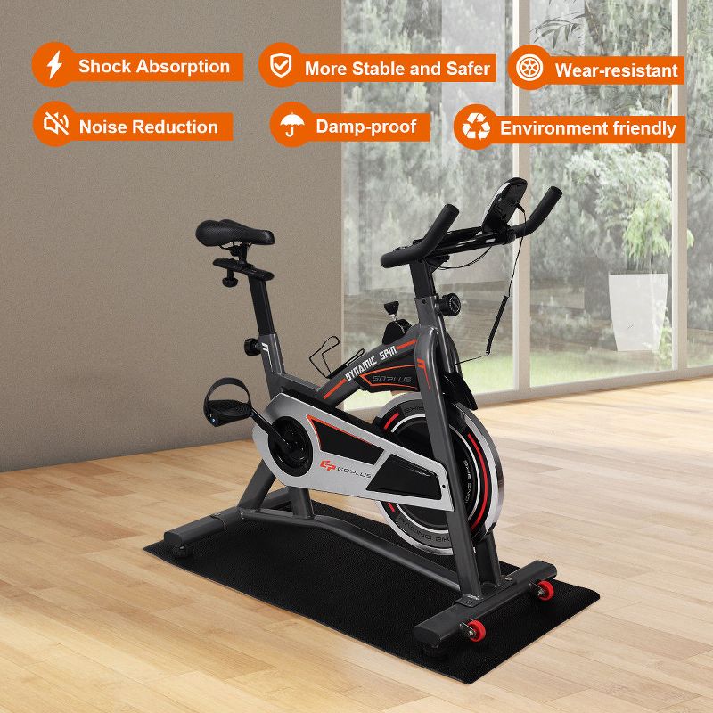 Costway 47" x 24" Exercise Equipment Mat Gym Bike Floor Protector Treadmill Mat PVC, 3 of 11