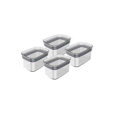 OU Airtight Food Storage Container 8pc (set of 4) BPA Free Clear Plastic Storage Container with Leak Proof Lid, Stackable Kitchen Pantry Organizer
