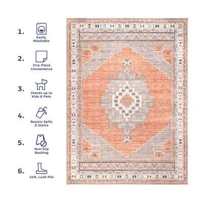 Reversible Medallion Synthetic Area Rug 8' x 10' - Easy Care & Stain-Resistant
