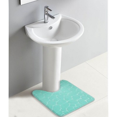 Aqua Blue Memory Foam Contour Bath Mat with 3D Pebble Design
