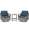Buenhomino 3 PCS Patio Furniture Set Swivel Rocking Chairs Set of 2 with Glass Top Side Table - 2 of 4