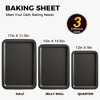 Itopfox Ceramic Baking Sheet Pan Set, Nonstick Cookie Sheets for Oven with Wider Grips, 3-Pack Bakeware Trays, Premium Dishwasher Safe - Dark Grey - 3 of 4