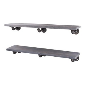 RESTORE Riverstone Grey 36 in. Shelves with L-Shaped Brackets by Pipe Decor - 1 of 4