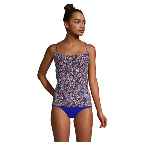 Lands' End Women's Chlorine Resistant Tie Front Underwire Tankini Swimsuit  Top Adjustable Straps : Target