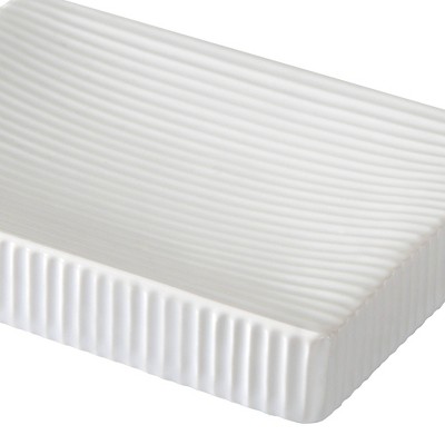Hotelier White Ceramic Ribbed Soap Dish