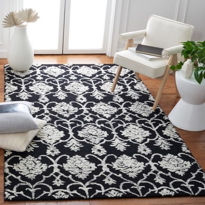 Black and Ivory 6' x 9' Hand-Tufted Wool Area Rug