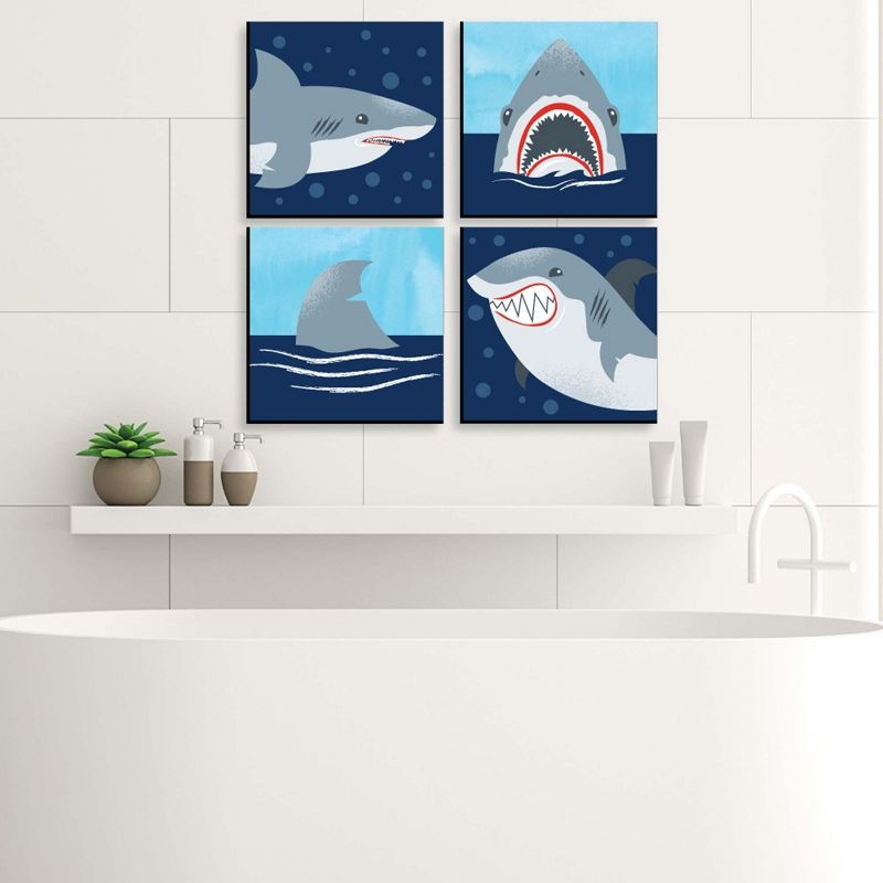 Big Dot of Happiness Shark Zone - Kids Room and Home Decor - 11 x 11 inches Wall Art - Set of 4 Prints for Kid's Room, 5 of 9