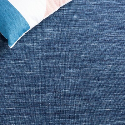 Navy Blue Handmade Wool and Cotton Flatweave Rug, 3' x 5'