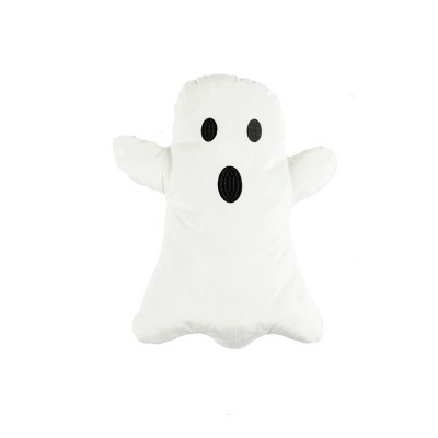 16"x18" Ghost Shape Halloween Novelty Throw Pillow White/Black - Lush Décor