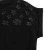 Girls Short Sleeve T-Shirt Top Solid Roll Up Cuffs Crew Neck Fashion Tees with Spliced 3D Floral 3-12Y - 4 of 4
