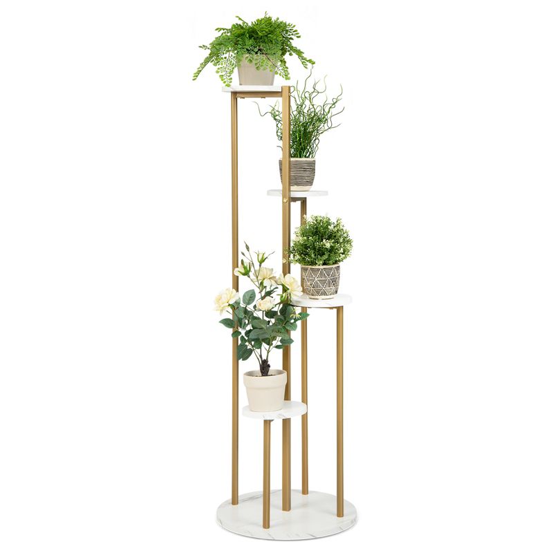 Tangkula 4-Tier Metal Plant Stand Indoor 48.5' Tall Plant Shelf for Small Plants Tiered Plant Holder W/ Golden Metal Frame, 1 of 11