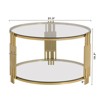ALEXOUN 31.5 Inch Coffee Table,2-Tier Transparent Circle Glass Center Table with Storage Shelf & Metal Base,for Living Room,Office,Small Spaces - 3 of 4