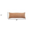 20" Orange And Tan Cotton Color Block Throw Pillow with Fringe - 3 of 4