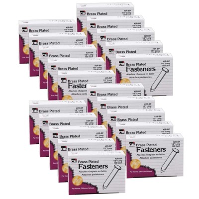 Charles Leonard Paper Fasteners, 1/2", 100 Per Pack, 20 Packs
