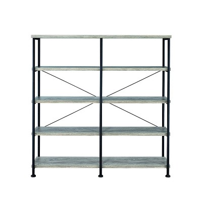 63" Industrial 4 Tier Bookshelf with Particleboard and Metal Frame - Benzara