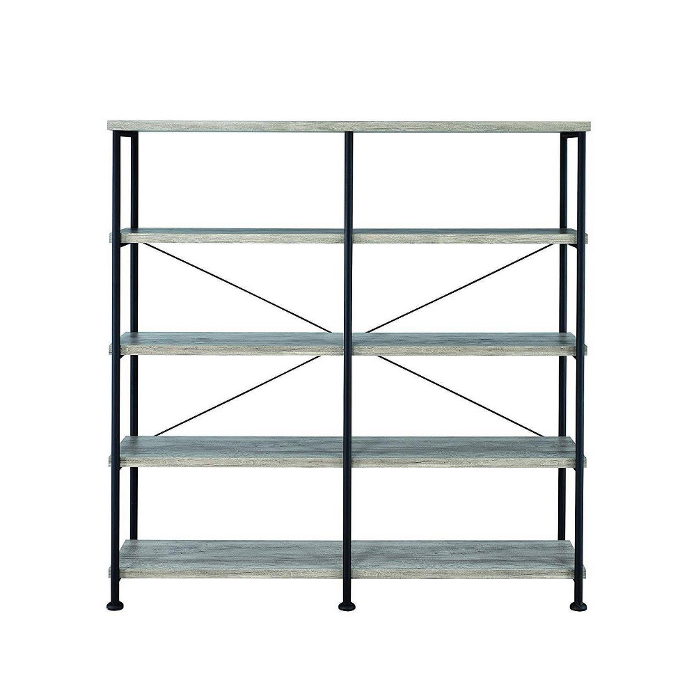 Photos - Wall Shelf 63" Industrial 4 Tier Bookshelf with Particleboard and Metal Frame Gray/Bl