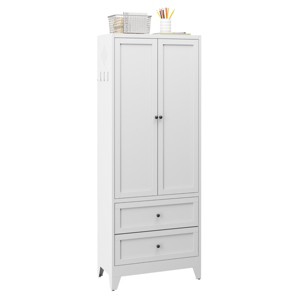 GlasFlength Kitchen Storage Farmhouse Kitchen Pantry Cabinet Freestanding Cupboard Accent Storage Cabinet for Kitchen, White, 27.6"*13.8"*72" - 1 of 4