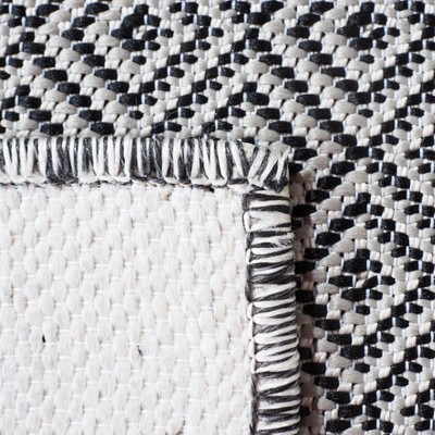 Hampton Grey and Black Rectangular Wool Area Rug