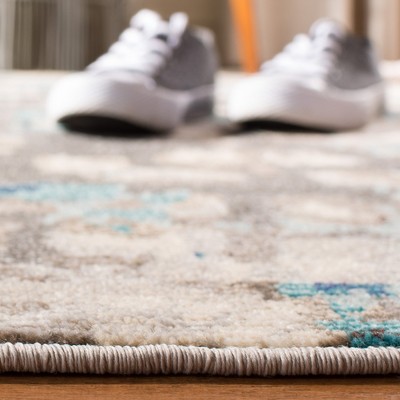 Modern Grey/Blue Synthetic 10' x 14' Easy-Care Area Rug