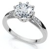 Pompeii3 1.05 Ct Diamond Engagement Ring Vintage Accent 14k White Gold 8 Prong - 3 of 4