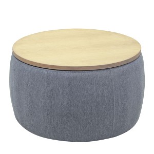 FURNIinspire Ottomans And Benches Handmade Fabric Storage Ottoman Two In One Function Work As End Table And Ottoman, Dark Grey, 25.50"*25.50"*14.50" - 1 of 4