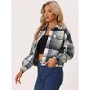 INSPIRE CHIC Women's Lightweight Button Down Cropped Waffle Knit Shacket Jacket - image 3 of 4