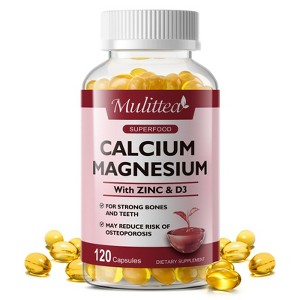 Mulittea Calcium Magnesium with Zinc & D3 Capsules, Support Bone, Muscles & Sleep - 1 of 4