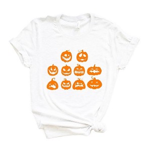 Simply Sage Market Women's Halloween Pumpkin Faces Short Sleeve Graphic Tee - 1 of 4
