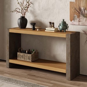 KIGFTSOD Vintage Industrial Console Table with Dovetail Joinery and Distressed Wood Veneer Finish - 1 of 4