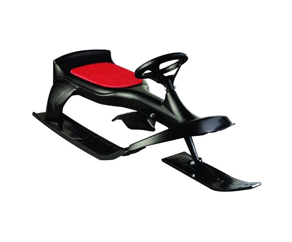 Flexible Flyer PT Blaster plastic sled with steering wheel - Black/Red