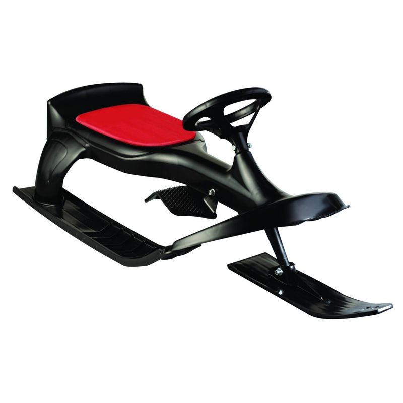 Flexible Flyer PT Blaster plastic sled with steering wheel - Black/Red, 1 of 9
