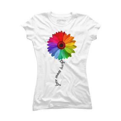 Adult Design By Humans Free Mom Hugs Pride Rainbow Sunflower By Avocato T-Shirt