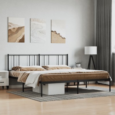 vidaXL Metal Bed Frame with Headboard Black 76 in.x79.9 in. King